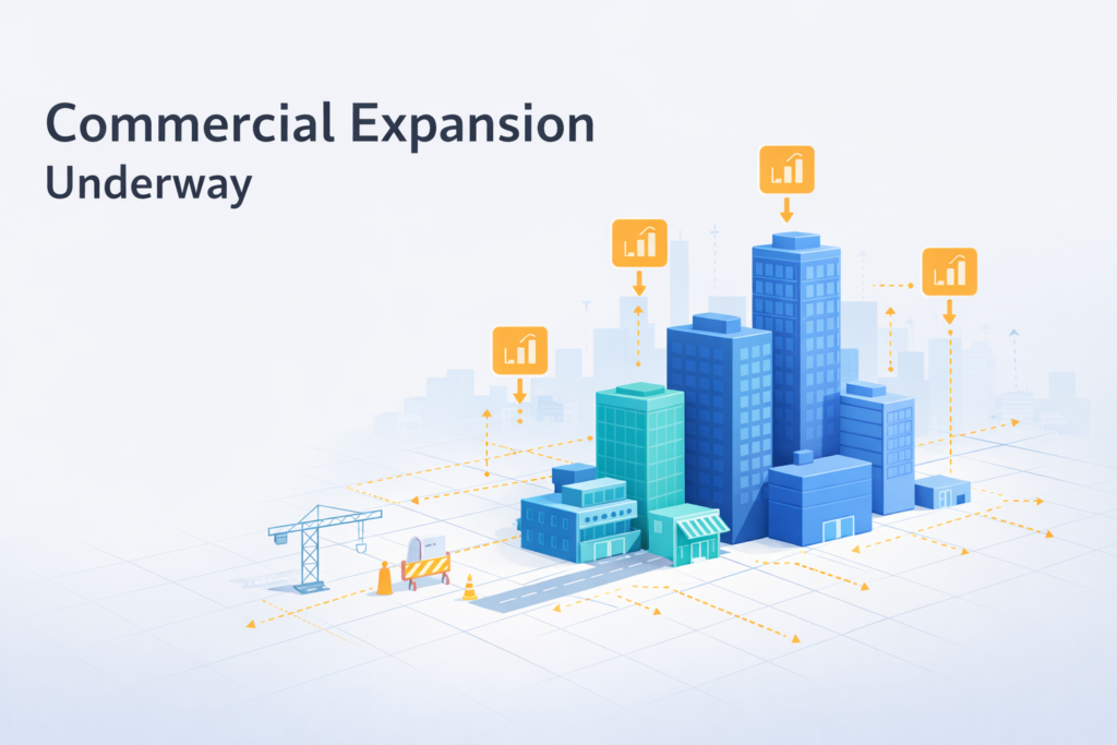DMCC Uptown Dubai commercial expansion 62000 sqm Grade A office and retail towers under construction